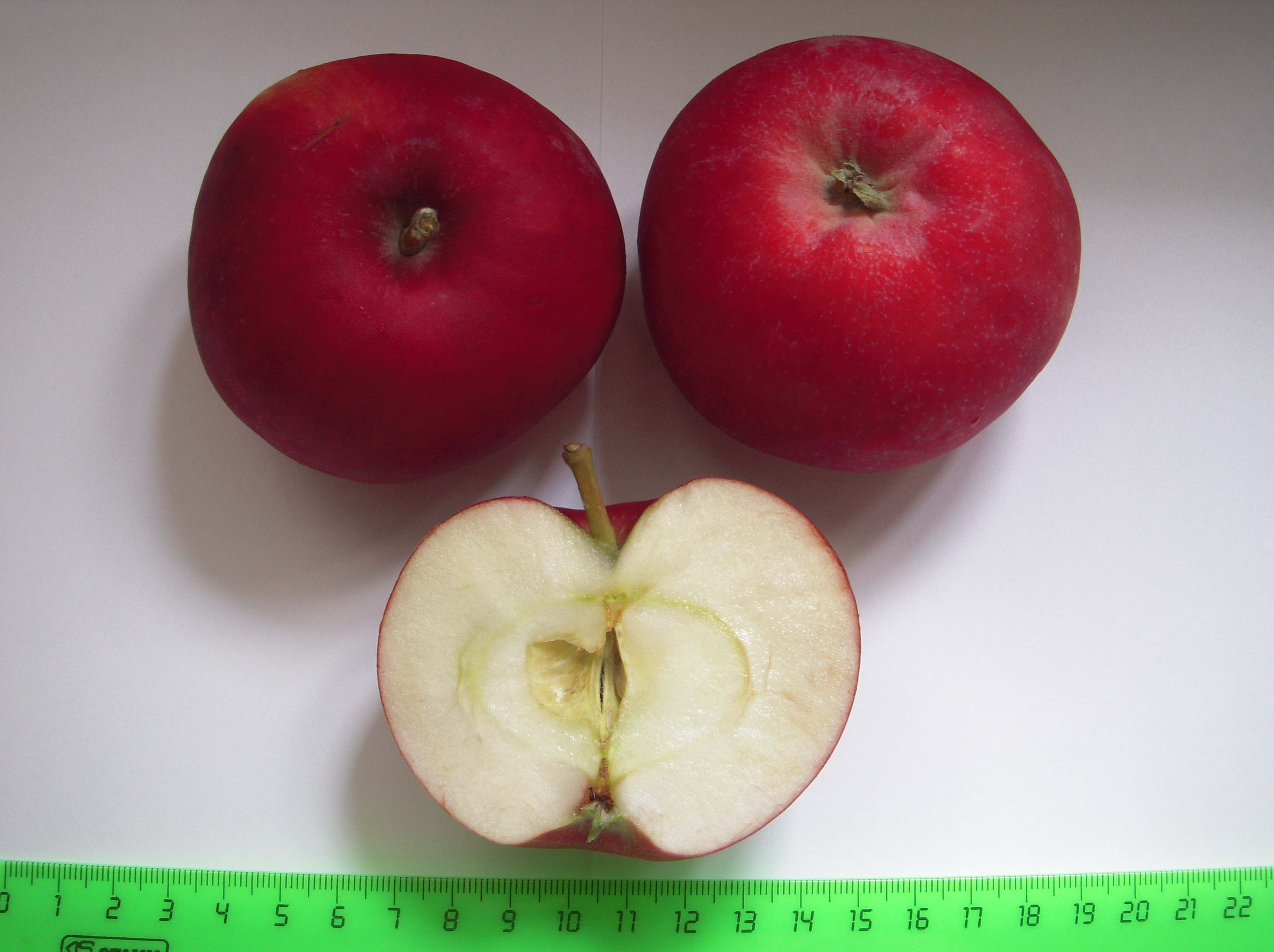 Красные яблоки с зеленой мякотью